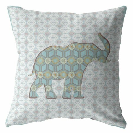 PALACEDESIGNS 18 in. Blue Elephant Indoor & Outdoor Throw Pillow PA3099506